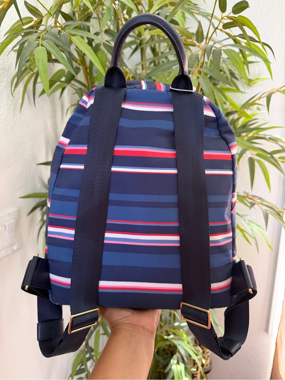 Tory Burch Navy Multistripe Nylon Backpack - Picture 3 of 4